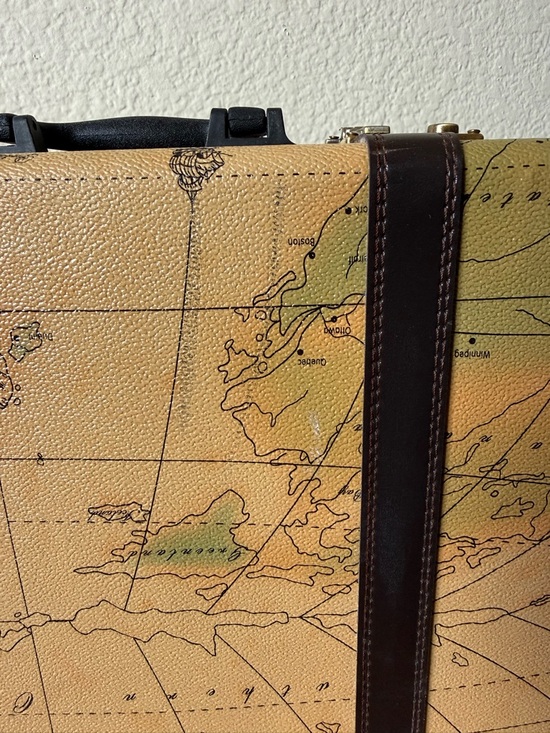 Map-Print Travel Briefcase in Tan and Brown - Picture 6 of 8
